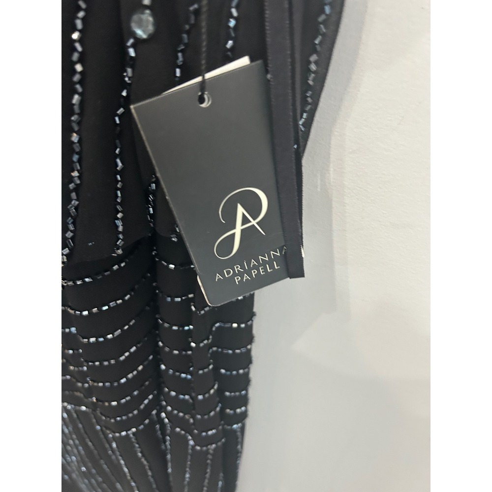 Adrianna Papell NWT Beaded Blouson Cocktail Dress Black 20W 191916021 - Picture 3 of 5